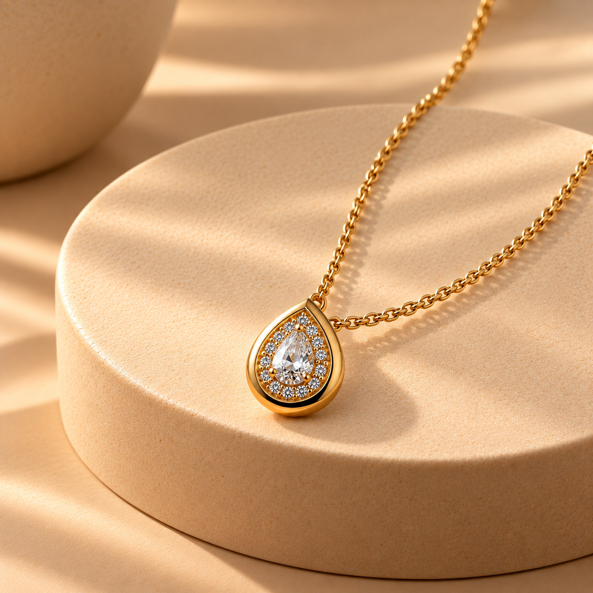 Yellow Quartz Pear Pendant Chain For Women