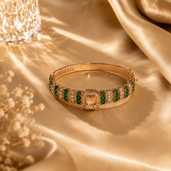 Emerald Green Moissanite Tennis Style Statement Bracelet for Girls