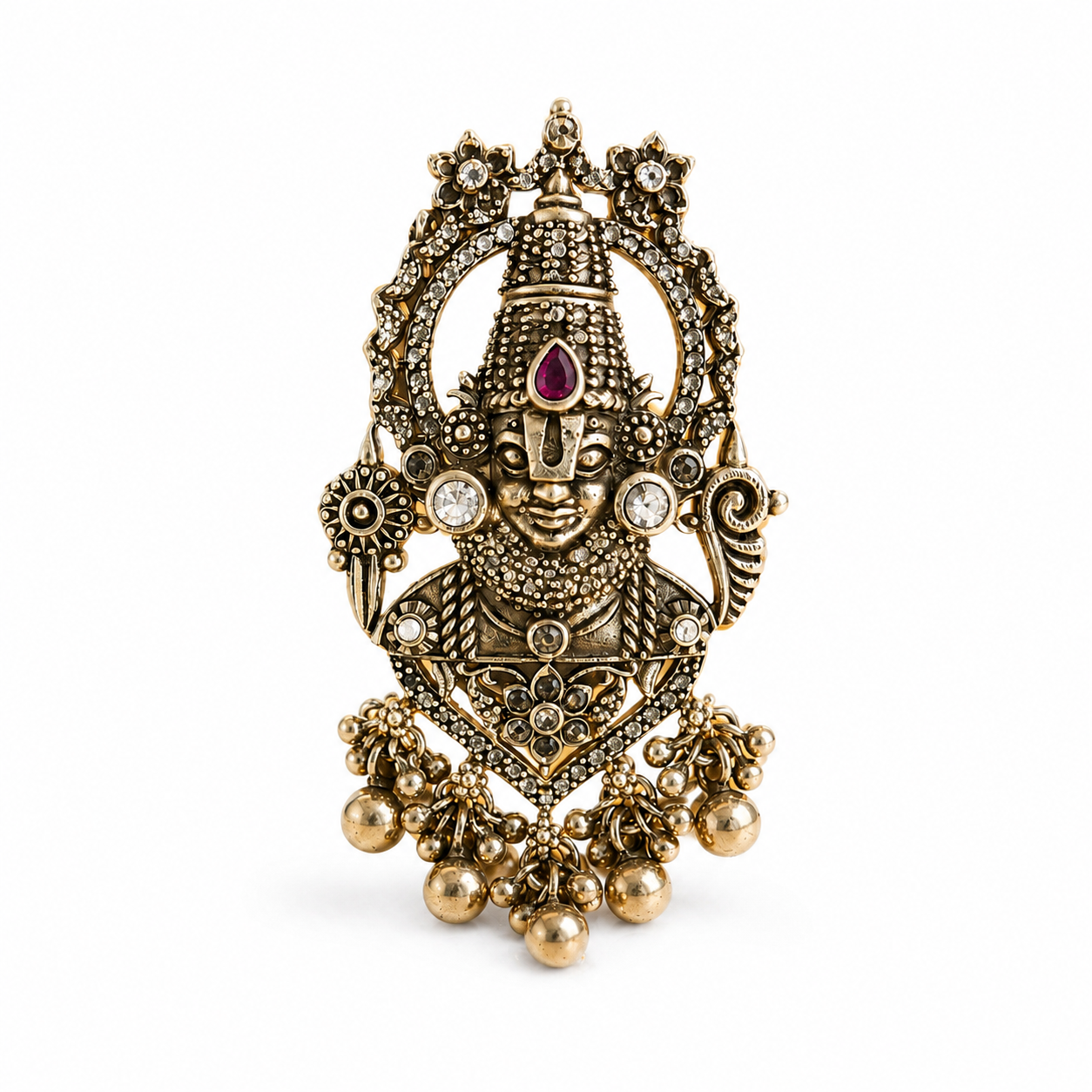 Lord Venkateswara Antique Oxidised Pendant | Statement Religious Jewellery