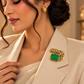 Leopard 925 Sterling Silver Moissanite & Quartz  Brooch | Green Stone Statement Jewellery