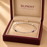Silver Multi Color Stone Bangles Set Of 2 For Women
