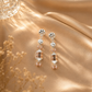 Rose Gold 925 Floral Stud & Ball Bead Dangle Statement Earrings