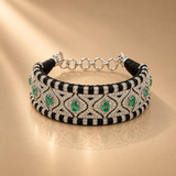 5.8 ct Natural Diamond Emerald 925 Silver Cuff Bracelet