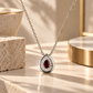 16 Inch 925 Sterling Silver Garnet-Red Quartz & Moissanite Chain Pendant