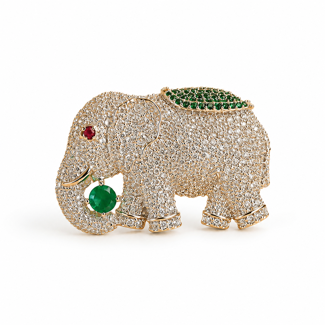 925 Sterling Silver Elephant Brooch Traditional Indian Inspired Hallmarked Jewellery