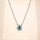One-of One 92.5 Silver Green Simulant Emerald Pendant Necklace