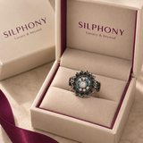 925 Sterling Silver Flower Ring With Turquoise Stones
