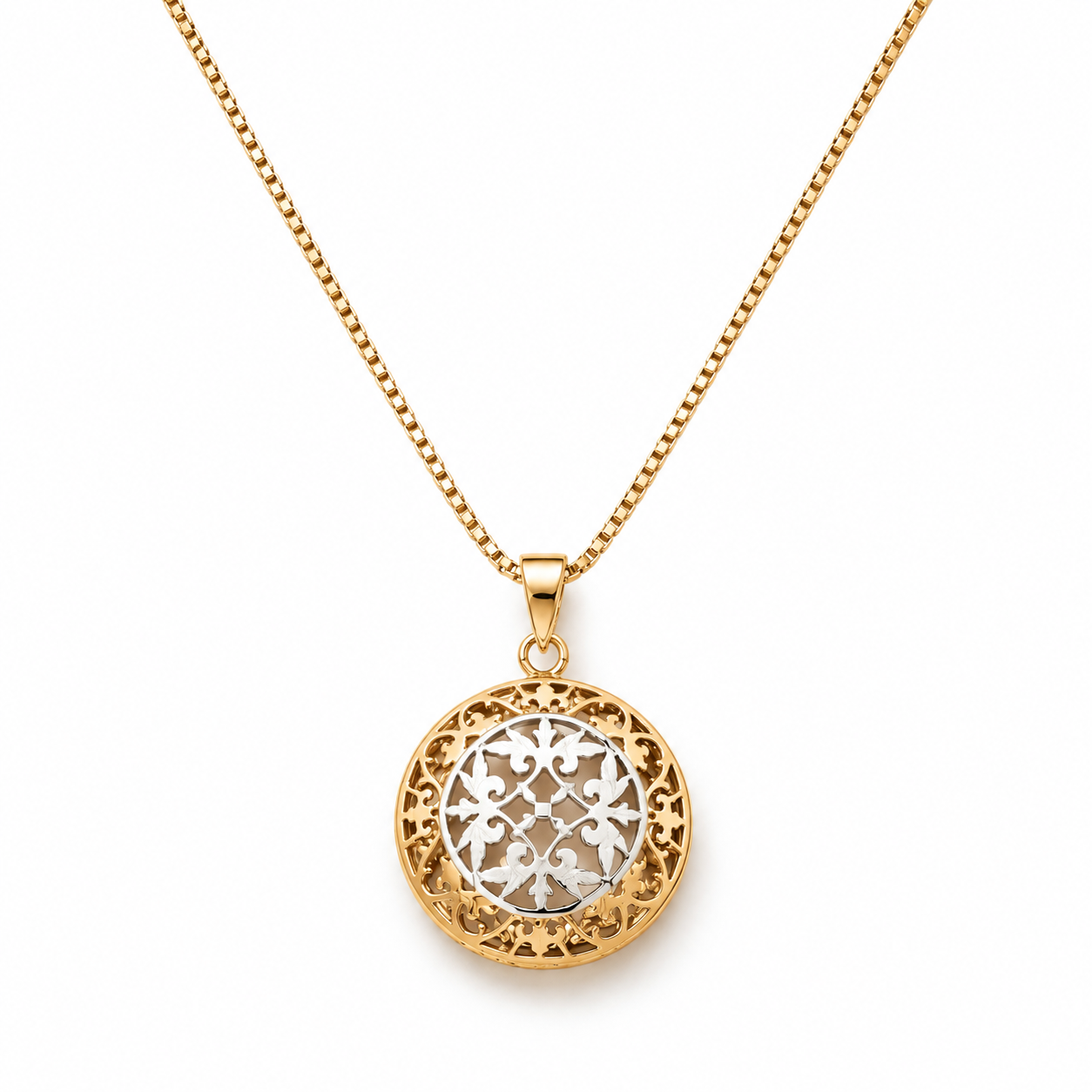 Floral 925 Sterling Silver Round Pendant | Hallmarked Jewellery