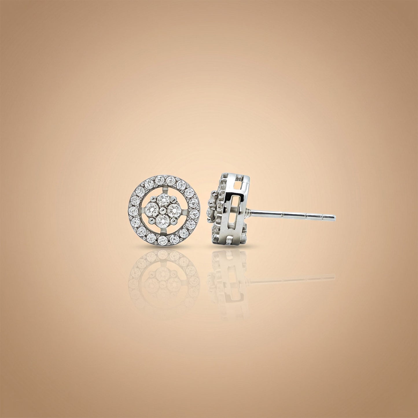 Round Sparkling Pendant Set Silver