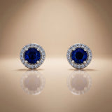 Sapphire Round - 92.5 Silver Pendant Set