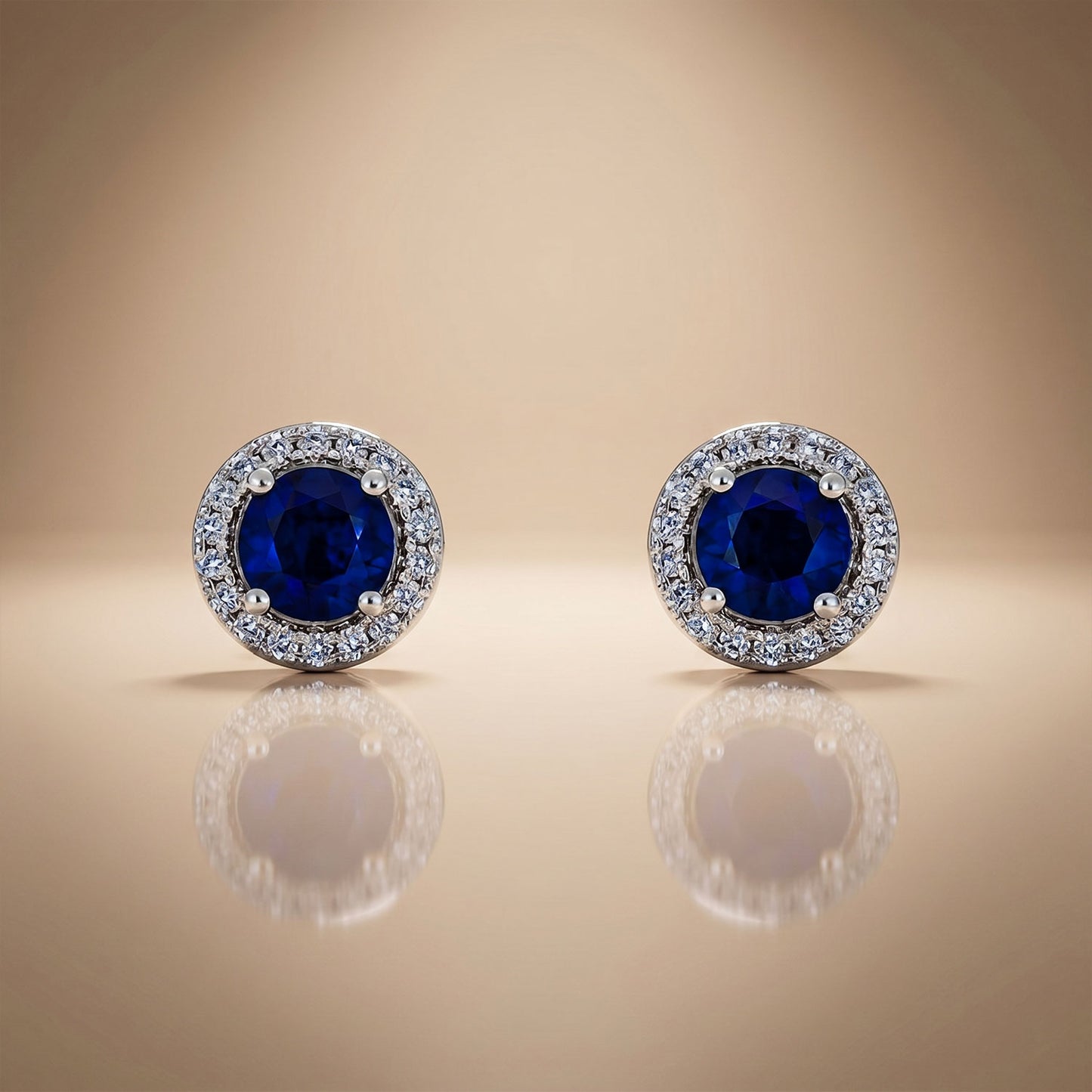 Sapphire Round - 92.5 Silver Pendant Set