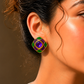 One-of-One 92.5 Silver Amethyst Enamel Square Stud Earrings