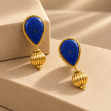 925 Silver Gold Plated Lapis Lazuli Teardrop Earrings
