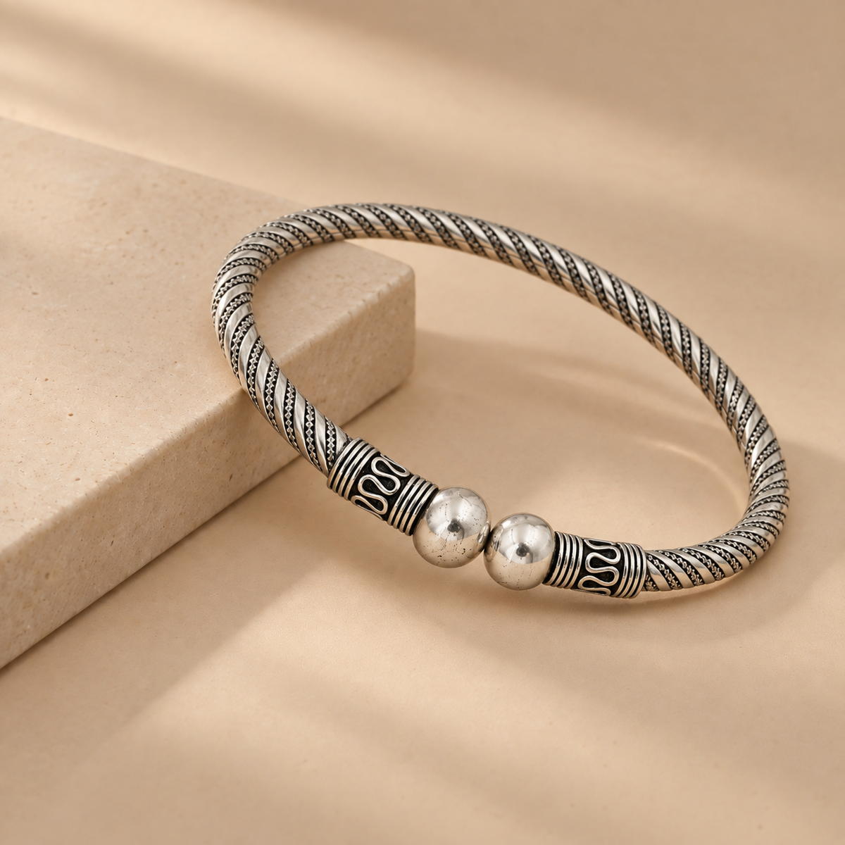 925 Silver Oxidised Bangles Set of 2 for Women
