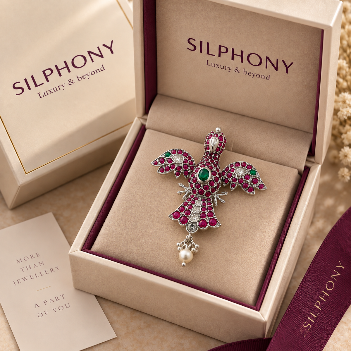 925 Silver Moissanite Bird Pendant For Women