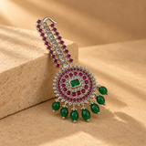 Royal Groom Kalgi Pin for Men with Emerald Green Pink Stones Wedding Turban Brooch