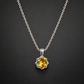 18 Inch 925 Sterling Silver Round Solitaire Quartz with Moissanite Chain Pendant