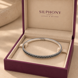 Oxidized Silver Twisted Rope Wave Bangles Set of 4 for Women