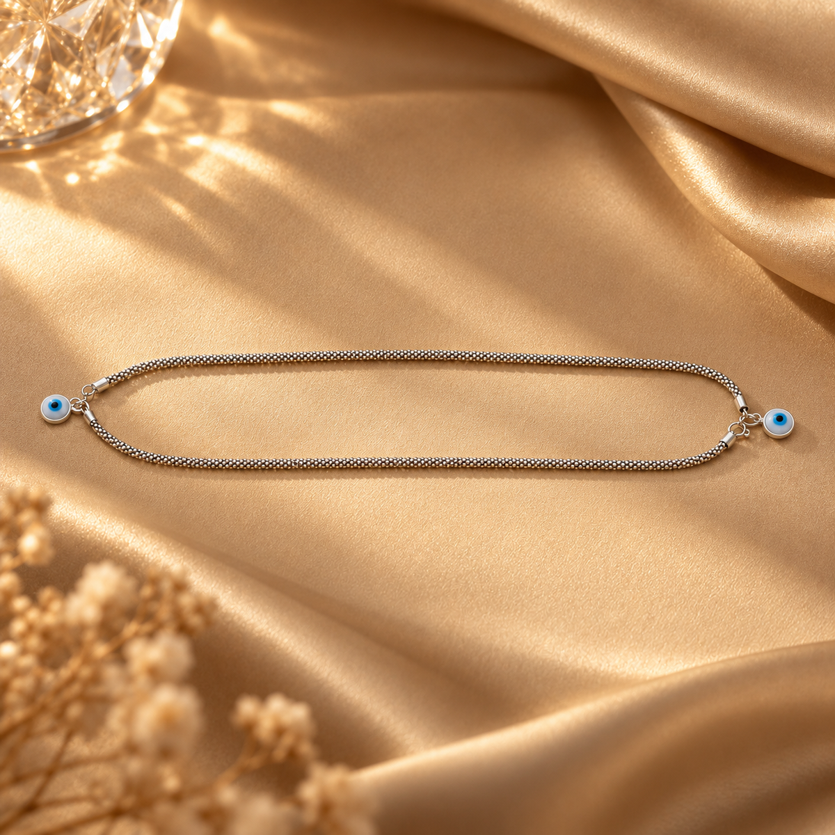 Evil Eye 925 Sterling Silver Anklet for Women