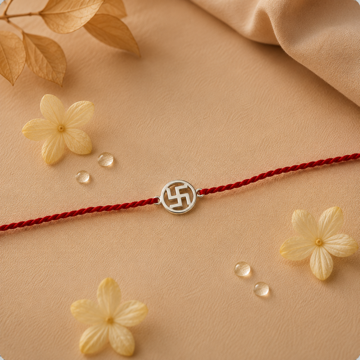 Handmade 925 Silver Swastik Hallmarked Rakhi