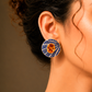 One-of-One 92.5 Silver Amber Halo Blue Stud Earrings