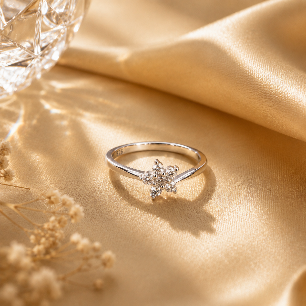 Flower Cluster Silver Minimalist Silver Ring for Women