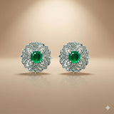 925 Silver Emerald Green Party Wear Necklace Set