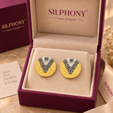 925 Silver Gold Plated Round Stud Earrings For Women