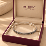 925 Silver Braided Bangle Set of 2 for Women