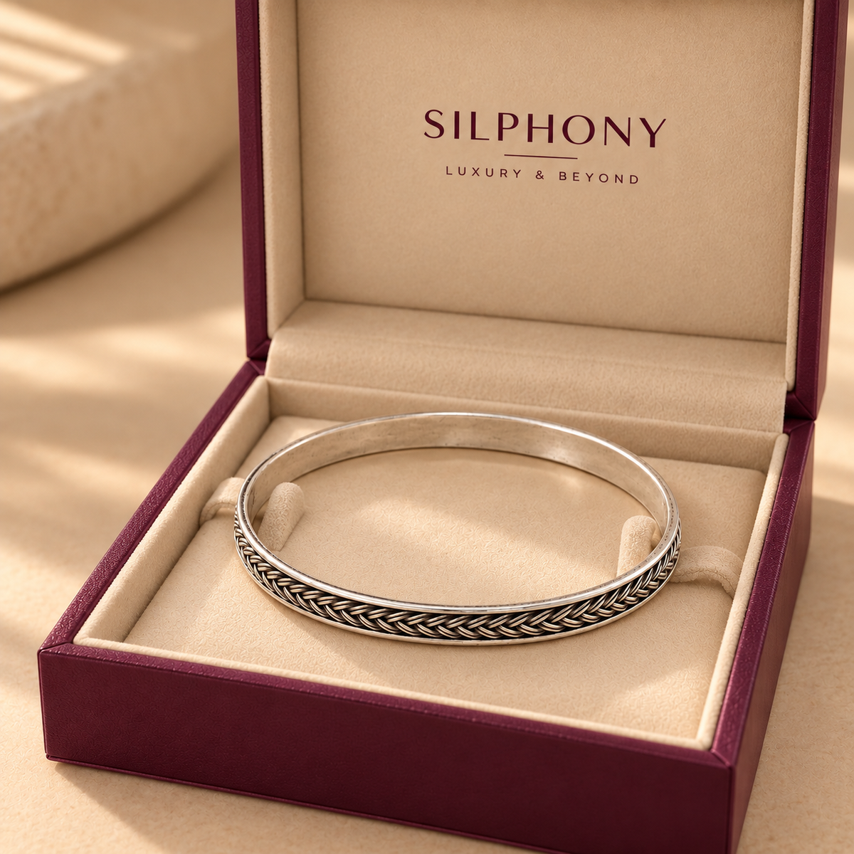 925 Silver Braided Bangle Set of 2 for Women