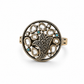 Floral 925 Sterling Silver Statement Ring with Pear-Cut White Stones & Turquoise | Hallmaked