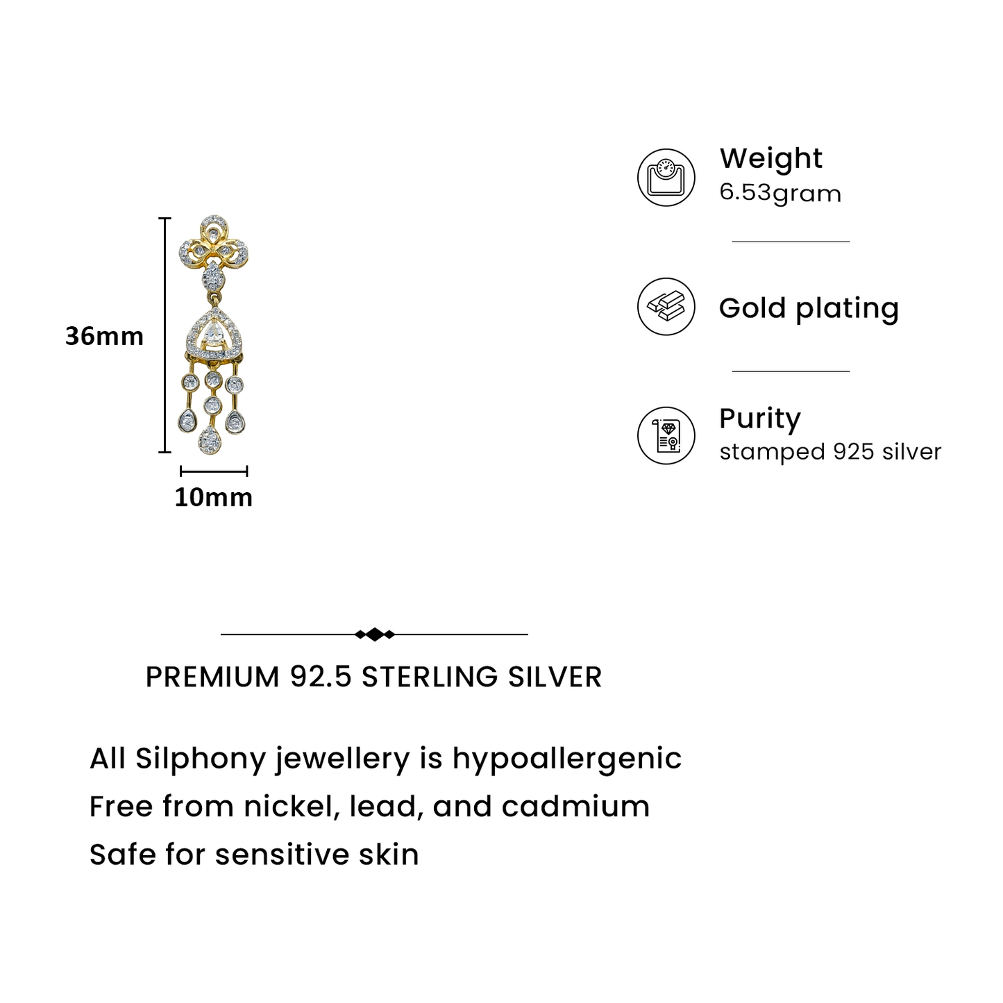 92.5 Sterling Silver Floral Necklace Set with Dual Motifs and Drop Pendant