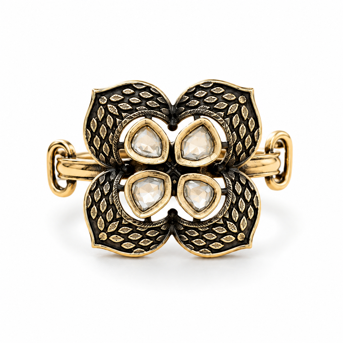 925 Sterling Silver Moissanite Floral Statement Ring | Hallmarked