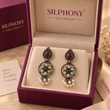 925 Silver Floral Pearl Drop Earrings