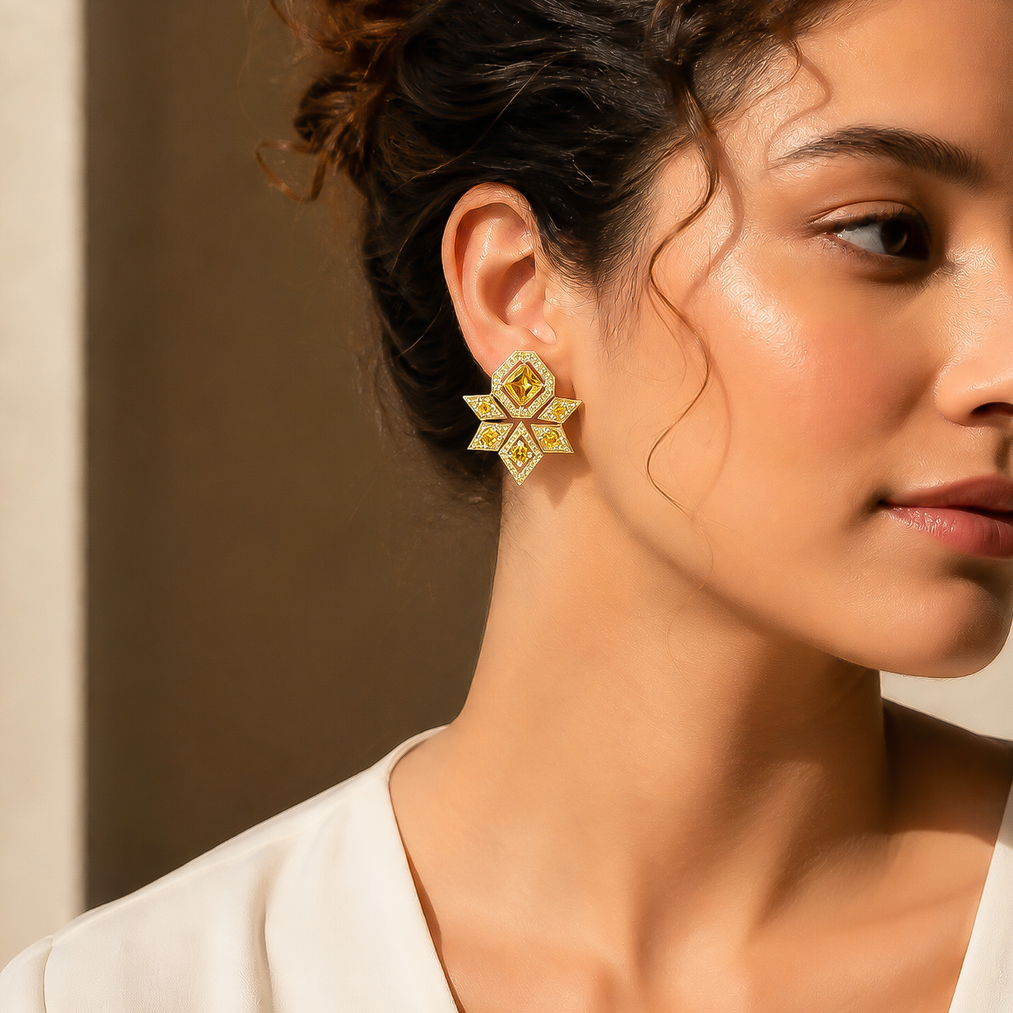 Golden Geometric Statement Earrings