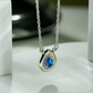 One-of One 92.5 Silver Teardrop Blue Simulant Sapphire Pendant Necklace