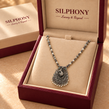 Oxidized Silver Pendant with Pearl Moissanite Quartz Chain