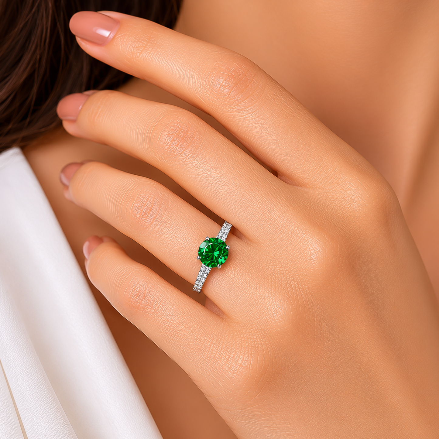 Emerald Solitaire 92.5 Silver Ring