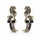 925 Sterling Silver Lion Hoop Earrings with Blue & White Moissanite and Polki | Statement Ethnic Jewelry