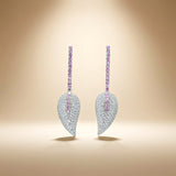925 Silver Pink Cubic Zirconia Leaf Necklace Set