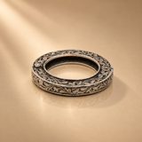 Oxidized 925 Silver Floral Bangle for Women