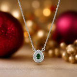 One-of One 92.5 Silver Green Simulant Emerald Pendant Necklace