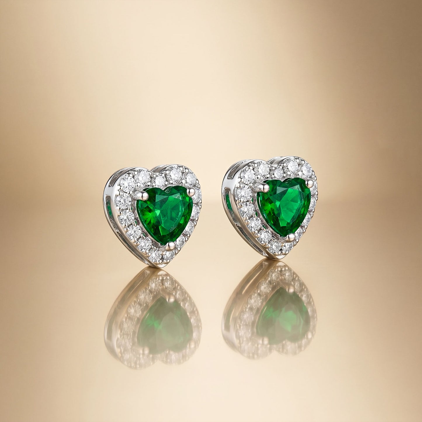 Emerald Heart - 92.5 Silver Pendant Set