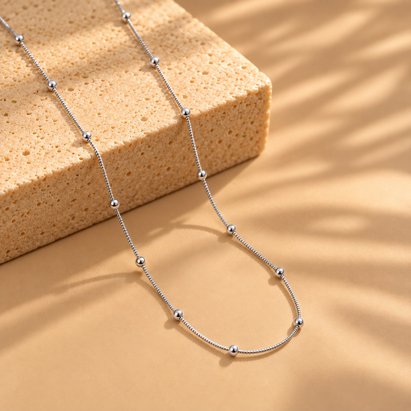 18 Inch 925 Sterling Silver Beaded Chain