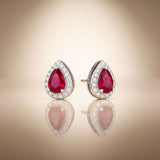 925 Silver Ruby Dewdrop Necklace Set