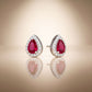 Ruby Dewdrop - 92.5 Silver Pendant Set