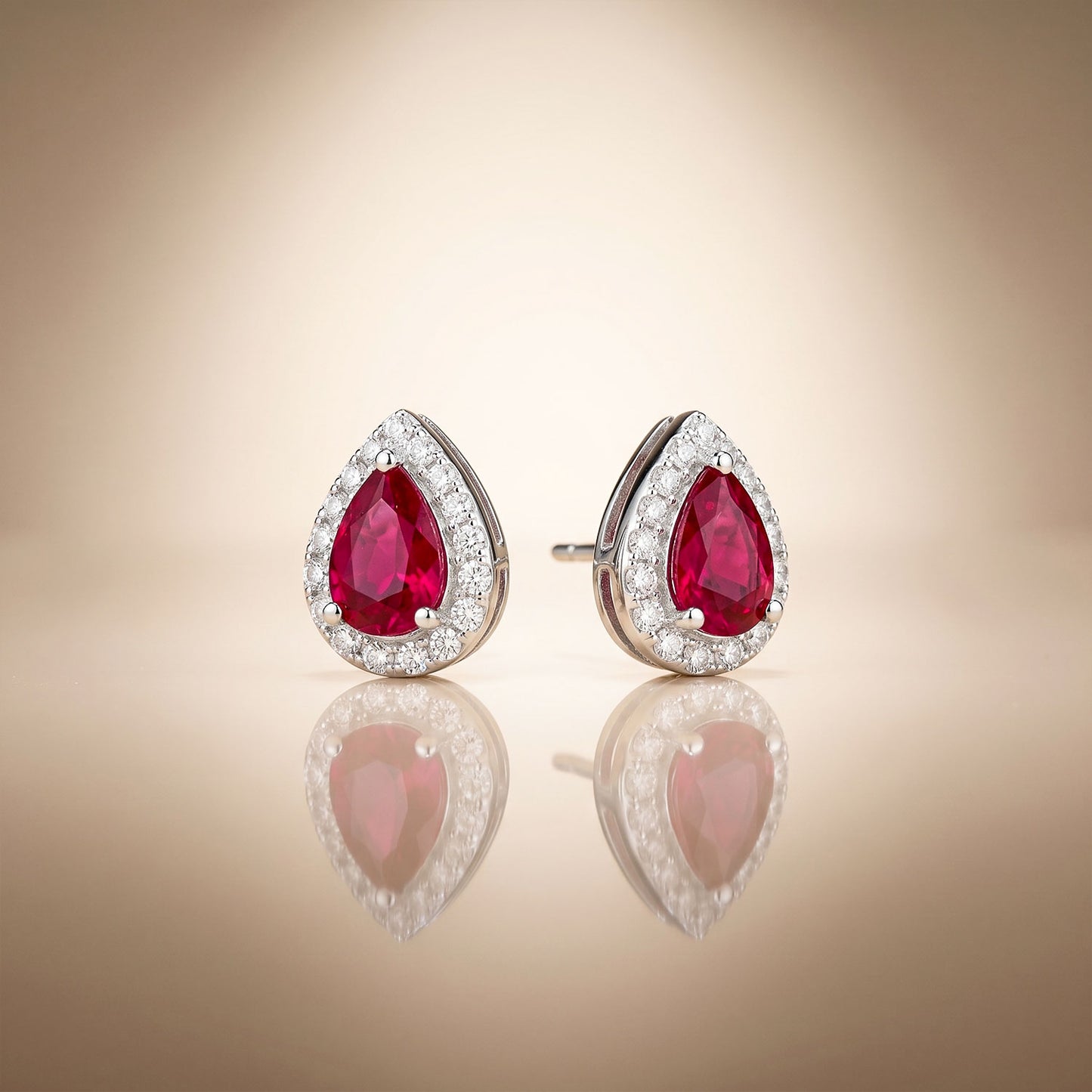 Ruby Dewdrop - 92.5 Silver Pendant Set
