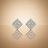 925 Silver Cubic Zirconia Double Square Pendant Set