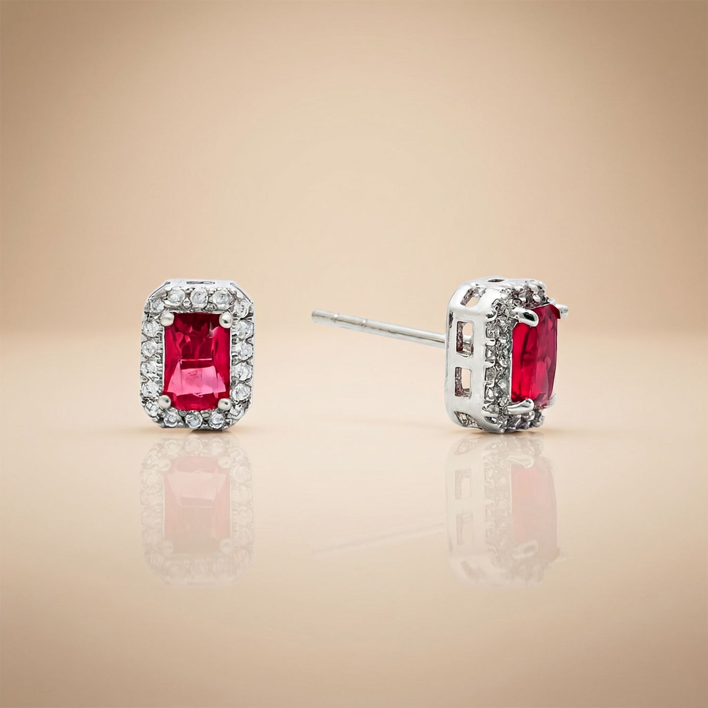 Crimson Ruby - 92.5 Silver Pendant Set