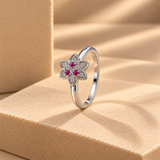 925 Sterling Silver Moissanite Flower Ring